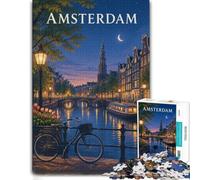 Adult Jigsaw Puzzle Amsterdam Canal at Night 1000pcs (70x50cm) Challenge | For rainy days at home: Adult jigsaw puzzle with 1000 pieces fits naturally into relaxed home leisure.