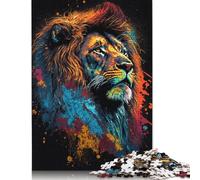 Adult Jigsaw Puzzle Art Neon Lion Jigsaw Puzzles for Adults Educational Game Challenge Toy 1000pcs (75x50cm)
