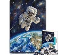 Adult Jigsaw Puzzle, Astronaut in Space Above Earth Painting, 500 PCS