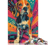 Adult Jigsaw Puzzle Beagle in Retro Style Retro Pop Art Beagle Portrait Puzzles for Adults Puzzles Puzzle for Adults And Teenager 500pcs (52x38cm)