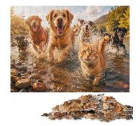 Adult Jigsaw Puzzle, Cat Selfie with Dogs, 500 Pieces | Adult Jigsaw Puzzle - visible image details for section-by-section building alone or together.