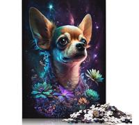 Adult Jigsaw Puzzle Chihuahua Flower 500 Pieces Jigsaws Games Educational Toys Jigsaw Puzzles for 18+ And Adults 500pcs (52x38cm)