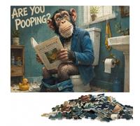 Adult Jigsaw Puzzle, Chimpanzee in A Suit Asking A Question, 300 Pieces | Family puzzle activity: hands-on indoor leisure alone or together.