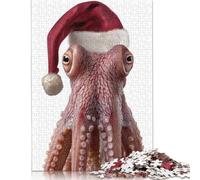Adult Jigsaw Puzzle Christmas Octopus with Santa Hat Portrait Puzzles for Adults Puzzles Puzzle for Adults And Teenager 1000pcs (75x50cm)