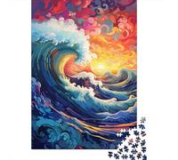 Adult Jigsaw Puzzle Colorful Japanese Waves 500 Pieces Jigsaws Games Educational Toys Jigsaw Puzzles for 18+ And Adults 500pcs (52x38cm)