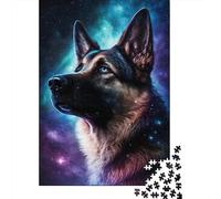 Adult Jigsaw Puzzle Colourful Galaxy German Shepherd Jigsaw Puzzles for Adults Educational Game Challenge Toy 1000pcs (38x26cm)