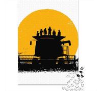 Adult Jigsaw Puzzle, Combine Harvester Silhouette Art, 1000 Pieces, 38x26cm/1000pcs, A Rewarding Project to Return To; Clean White Cardboard for Sorting