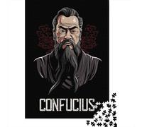 Adult Jigsaw Puzzle, Confucius Philosopher, 1000 Pieces, 52x38cm/1000pcs; for Calm Concentration at Home; Clean White Card Pieces for Sorting