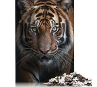 Adult Jigsaw Puzzle Cool Tiger Portrait Wooden Puzzles for Adults Teenagers Age 12+ 500pcs (52x38cm)