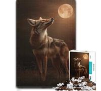 Adult Jigsaw Puzzle Coyote Howling at The Moon 1000pcs (70x50cm) | Weekend puzzle activity around the table for patient puzzling.
