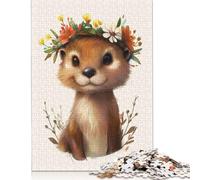 Adult Jigsaw Puzzle Cute Baby Otter with Seashell Wood Puzzles for Adults Educational Game Challenge Toy 500pcs (52x38cm)