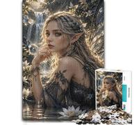 Adult Jigsaw Puzzle Dark Fairy Waterfall Lilies 1000pcs (70x50cm) Challenge | For screen-free Christmas time: Adult jigsaw puzzle with 1000 pieces suits quiet days around New Year.