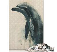 Adult Jigsaw Puzzle Dolphin Harmony Wooden Puzzles for Adults Teenagers Age 12+ 300pcs (40x28cm)