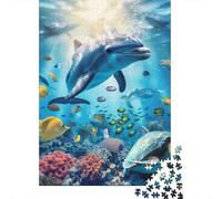 Adult Jigsaw Puzzle Dolphin Jigsaw Puzzles for Adults Educational Game Challenge Toy 1000pcs (38x26cm)