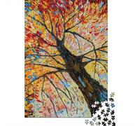 Adult Jigsaw Puzzle, Fall Tree, 1000 Pieces, 70x50cm/1000pcs, for Calm Concentration at Home; White Card Pieces with Reduced Dust