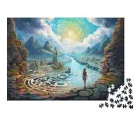 Adult Jigsaw Puzzle, Fantasy Artwork with Labyrinth Theme, 1000 Pieces, 38x26cm/1000pcs, White Card Pieces for A Neat Table; Screen-free Family Time at Home
