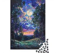 Adult Jigsaw Puzzle, Fantasy Forest Night Scene, 1000 Pieces, 70x50cm/1000pcs; A Calm After-work Activity; White Cardboard with A Clean Surface