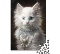 Adult Jigsaw Puzzle Fluffy White Kitten 05 Jigsaw Puzzles for Adults Educational Game Challenge Toy 1000pcs (75x50cm)