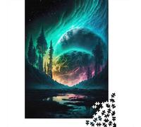 Adult Jigsaw Puzzle, Forrest Creek Moon Galaxy, 1000 Pieces, 52x38cm/1000pcs, A Weekend Activity at Your Own Pace; Smooth White Cardboard Pieces