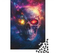 Adult Jigsaw Puzzle, Galactic Skull Glow -2, 1000 Pieces, 38x26cm/1000pcs, Low-dust White Cardboard Pieces; Family Table Time Without A Screen