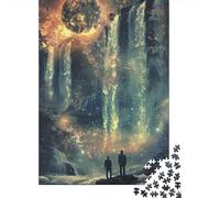 Adult Jigsaw Puzzle, Galactic Waterfall Adventure, 1000 Pieces, 52x38cm/1000pcs; Smooth White Cardboard Pieces; to Return to Whenever Time Permits