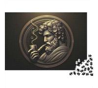 Adult Jigsaw Puzzle, Golden Man with Pipe, 1000 Pieces, 38x26cm/1000pcs; Smooth White Cardboard Pieces; Easy to Continue on Another Evening