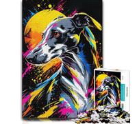Adult Jigsaw Puzzle Greyhound Dog Neon Paint 1000pcs (52x38cm) | For the Christmas break: Adult jigsaw puzzle with 1000 pieces; for quieter moments across Christmas and New Year.