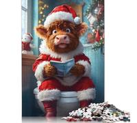 Adult Jigsaw Puzzle Highland Cow Santa Toilet Puzzles for Adults Puzzles Puzzle for Adults And Teenager 1000pcs (75x50cm)