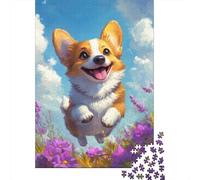 Adult Jigsaw Puzzle, Joyful Corgi Leap, 1000 Pieces, 52x38cm/1000pcs, White Pieces for Organised Sorting; Screen-free Family Time at Home