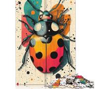 Adult Jigsaw Puzzle Ladybug Illustration Vibrant Ladybug Artwork in Abstract Style Puzzles for Adults Puzzles Puzzle for Adults And Teenager 1000pcs (75x50cm)