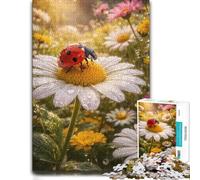 Adult Jigsaw Puzzle, Ladybug on A Daisy with Dew Drops, 1000 PCS