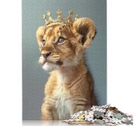 Adult Jigsaw Puzzle Little Lion Pastel Crown Jigsaw Puzzles for Adults Educational Game Challenge Toy 500pcs (52x38cm)