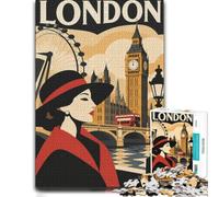 Adult Jigsaw Puzzle London Travel Poster 1000pcs (38x26cm) Challenge | For winter weekends and Christmas breaks: Adult jigsaw puzzle with 1000 pieces offers for the Christmas break.