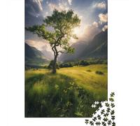 Adult Jigsaw Puzzle, Lone Tree at Dawn, 1000 Pieces, 52x38cm/1000pcs, A Calm After-work Activity; Smooth White Pieces for Easy Handling