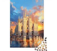 Adult Jigsaw Puzzle, Milan Cathedral Sunset Reflections, 1000 Pieces, 70x50cm/1000pcs, Easy to Pause And Continue Later; White Card with A Low-dust Finish