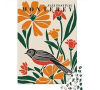 Adult Jigsaw Puzzle, Monterey Jazz Fest Poster, 1000 Pieces, 52x38cm/1000pcs; Clean White Card Pieces for Sorting; A Quiet Indoor Pastime at Home