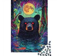 Adult Jigsaw Puzzle, Moonlit Bear's Realm, 1000 Pieces, 52x38cm/1000pcs; A Calm After-work Activity; White Cardboard for Cleaner Sorting
