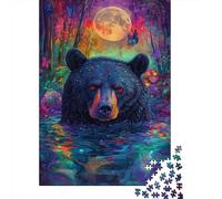 Adult Jigsaw Puzzle, Mystic Bear Moonlit, 1000 Pieces, 70x50cm/1000pcs; A Calm After-work Activity; White Cardboard for Cleaner Sorting