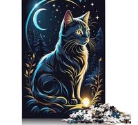 Adult Jigsaw Puzzle Mystical Cat Jigsaw Puzzles for Adults Educational Game Challenge Toy 1000pcs (75x50cm)
