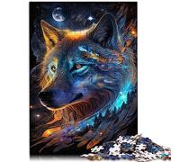 adult jigsaw puzzle Nebula Wolf 1000 Piece Puzzles for Adults Wood Puzzle Suitable for adults and teens 12+ Brain Teaser Game Size: 50x75cm