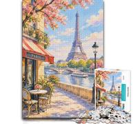Adult Jigsaw Puzzle Paris Street with Eiffel Tower View 1000pcs (38x26cm) | For longer puzzle sessions, this adult jigsaw puzzle with 1000 pieces offers a break from digital entertainment.