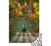 Adult Jigsaw Puzzle, Peacocks Garden Glory, 1000 Pieces, 52x38cm/1000pcs; Easy to Pause And Continue Later; Low-dust White Pieces for Sorting