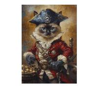 Adult Jigsaw Puzzle, Pirate Cat Captain Portrait, 300 PCS