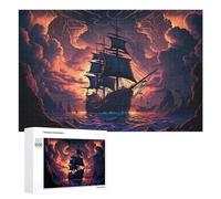Adult Jigsaw Puzzle, Pirate Ship Stormy Sea, 1000 PCS