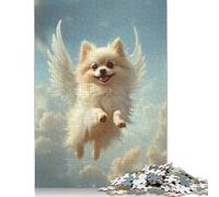 Adult Jigsaw Puzzle Pomeranian with Angel Wings Small Dog Tribute Angel Dog Puzzles for Adults Puzzles Puzzle for Adults And Teenager 1000pcs (75x50cm)
