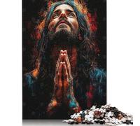 Adult Jigsaw Puzzle Praying Man in Abstract Art Wood Puzzle Jigsaws for Adults Teenagers Age 12+ 300pcs (40x28cm)