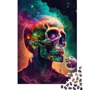Adult Jigsaw Puzzle, Psycho Skull, 1000 Pieces, 38x26cm/1000pcs, A Calm After-work Activity; Smooth White Pieces for Easy Handling