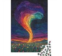 Adult Jigsaw Puzzle, Rainbow Tornado in Field, 1000 Pieces, 38x26cm/1000pcs; A Calm After-work Activity; White Cardboard with A Clean Surface