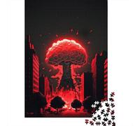 Adult Jigsaw Puzzle, Red Atomic Explosion, 1000 Pieces, 70x50cm/1000pcs, White Cardboard for Steady Handling; A Quiet Indoor Pastime at Home