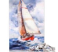 Adult Jigsaw Puzzle Sailing Boat Art Jigsaw Puzzles for Adults Educational Game Challenge Toy 1000pcs (75x50cm)